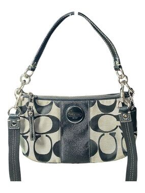 Vintage Y2K Coach Demi Shoulder Bag Jacquard Light Grey/Beige Black Crossbody